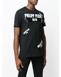 T-shirt à col rond imprimé noir et blanc Philipp Plein