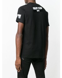 T-shirt à col rond imprimé noir et blanc Philipp Plein