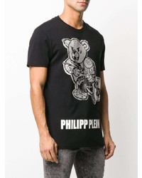 T-shirt à col rond imprimé noir et blanc Philipp Plein