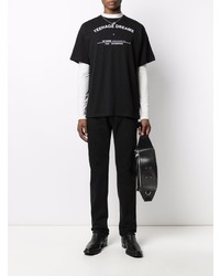 T-shirt à col rond imprimé noir et blanc Raf Simons