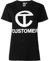 T-shirt à col rond imprimé noir et blanc Telfar