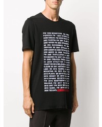 T-shirt à col rond imprimé noir et blanc Rick Owens DRKSHDW