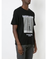 T-shirt à col rond imprimé noir et blanc Emporio Armani