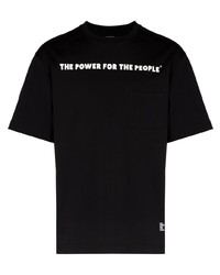 T-shirt à col rond imprimé noir et blanc The Power for the People