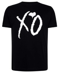 T-shirt à col rond imprimé noir et blanc The Weeknd
