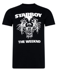 T-shirt à col rond imprimé noir et blanc The Weeknd