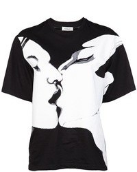 T-shirt à col rond imprimé noir et blanc Thierry Mugler