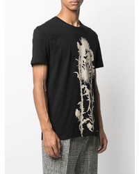 T-shirt à col rond imprimé noir et blanc Alexander McQueen