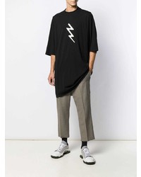 T-shirt à col rond imprimé noir et blanc Rick Owens