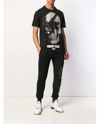 T-shirt à col rond imprimé noir et blanc Philipp Plein