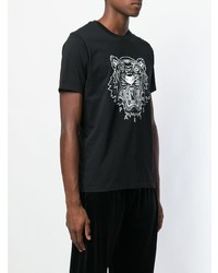 T-shirt à col rond imprimé noir et blanc Kenzo