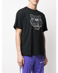 T-shirt à col rond imprimé noir et blanc Kenzo