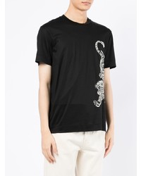 T-shirt à col rond imprimé noir et blanc Emporio Armani