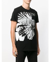 T-shirt à col rond imprimé noir et blanc Valentino