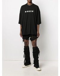 T-shirt à col rond imprimé noir et blanc Rick Owens