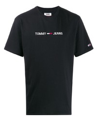 T-shirt à col rond imprimé noir et blanc Tommy Jeans