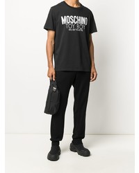 T-shirt à col rond imprimé noir et blanc Moschino