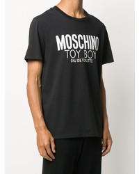 T-shirt à col rond imprimé noir et blanc Moschino