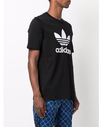 T-shirt à col rond imprimé noir et blanc adidas