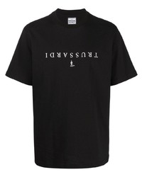 T-shirt à col rond imprimé noir et blanc Trussardi