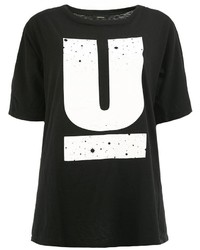 T-shirt à col rond imprimé noir et blanc Undercover