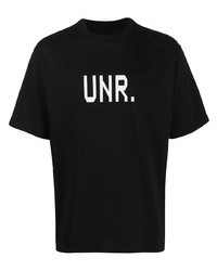 T-shirt à col rond imprimé noir et blanc Unravel Project