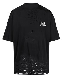 T-shirt à col rond imprimé noir et blanc Unravel Project