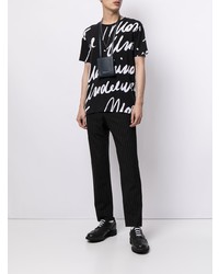 T-shirt à col rond imprimé noir et blanc Moschino