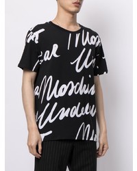 T-shirt à col rond imprimé noir et blanc Moschino