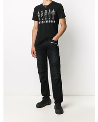 T-shirt à col rond imprimé noir et blanc Moschino