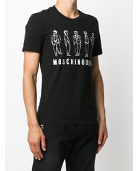 T-shirt à col rond imprimé noir et blanc Moschino