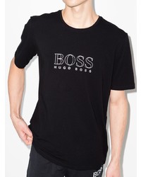 T-shirt à col rond imprimé noir et blanc BOSS