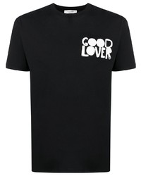 T-shirt à col rond imprimé noir et blanc Valentino