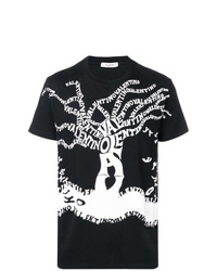 T-shirt à col rond imprimé noir et blanc Valentino