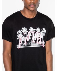 T-shirt à col rond imprimé noir et blanc Amiri