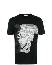 T-shirt à col rond imprimé noir et blanc Versace Collection