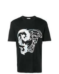 T-shirt à col rond imprimé noir et blanc Versace Collection