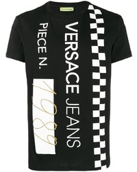 T-shirt à col rond imprimé noir et blanc VERSACE JEANS COUTURE