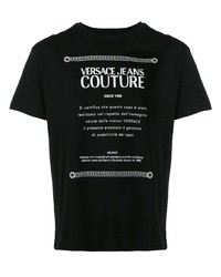 T-shirt à col rond imprimé noir et blanc VERSACE JEANS COUTURE