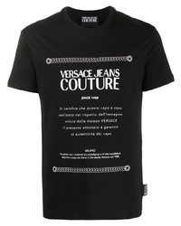 T-shirt à col rond imprimé noir et blanc VERSACE JEANS COUTURE