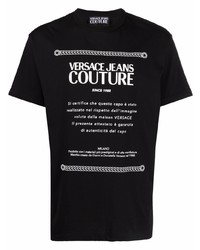 T-shirt à col rond imprimé noir et blanc VERSACE JEANS COUTURE