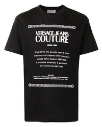 T-shirt à col rond imprimé noir et blanc VERSACE JEANS COUTURE