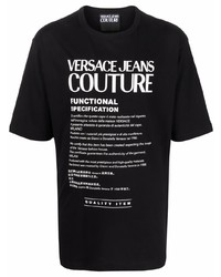 T-shirt à col rond imprimé noir et blanc VERSACE JEANS COUTURE