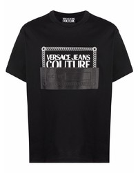 T-shirt à col rond imprimé noir et blanc VERSACE JEANS COUTURE