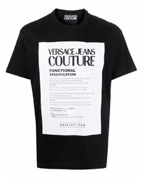 T-shirt à col rond imprimé noir et blanc VERSACE JEANS COUTURE