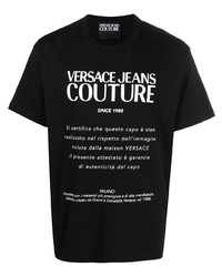 T-shirt à col rond imprimé noir et blanc VERSACE JEANS COUTURE