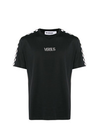 T-shirt à col rond imprimé noir et blanc Versus