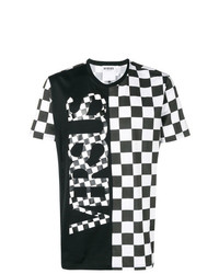 T-shirt à col rond imprimé noir et blanc Versus
