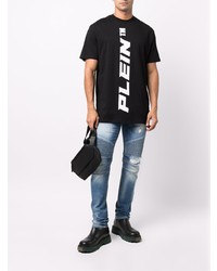 T-shirt à col rond imprimé noir et blanc Philipp Plein