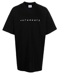 T-shirt à col rond imprimé noir et blanc Vetements
